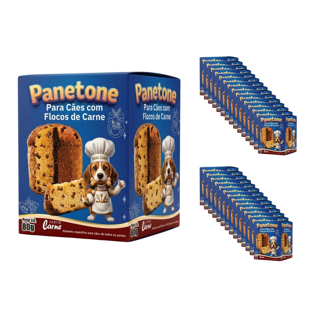 30un Na Caixa - Petisco Para Cães Panetone 80g - Dog Cake