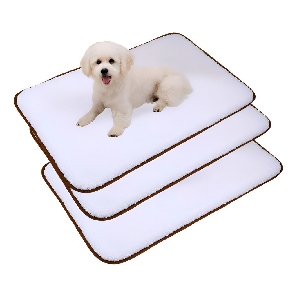 Vila Flor Pee Dog Grande Cor Branco Kit 3 Tapetes Higiênicos Lavaveis 80x60cm
