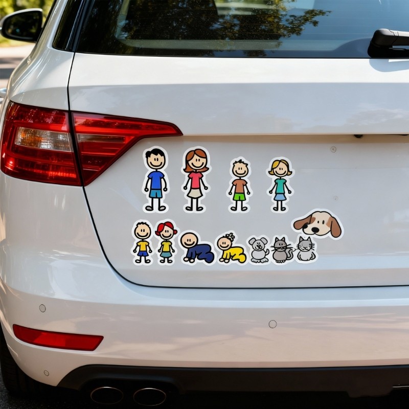 JOY Auto Body Sticker Decal Para Janela Engraçado Membros Da Família Decoração De Padrões Divertidos