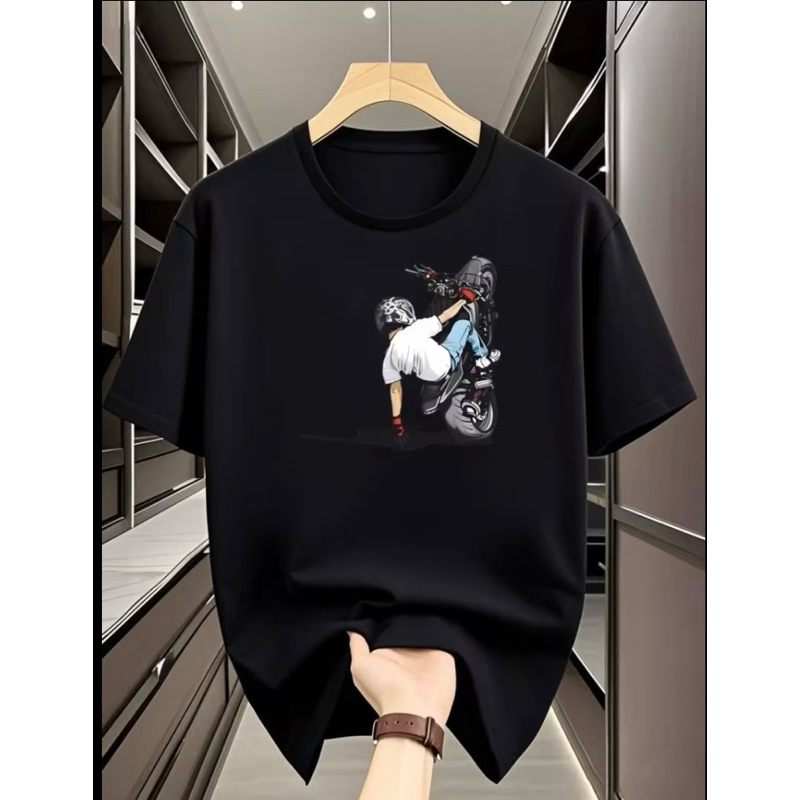 Camiseta Masculina Wheelie Grau de Rua Varias Cores Algodão Envio Imediato