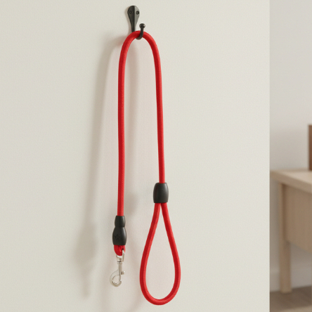 Guia Reforçada para Cachorro 1,2 m – Corda Grossa Vermelha com Mosquetão Metálico, Super Resistente para Passeios