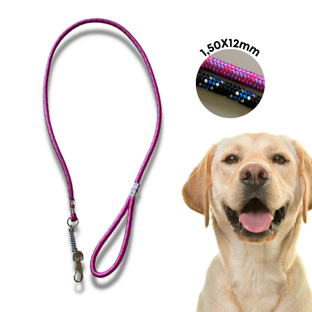 Guia De Corda Roliça SORTIDO C/Amortecedor para Cachorro Pet 1,50 - 12Mm
