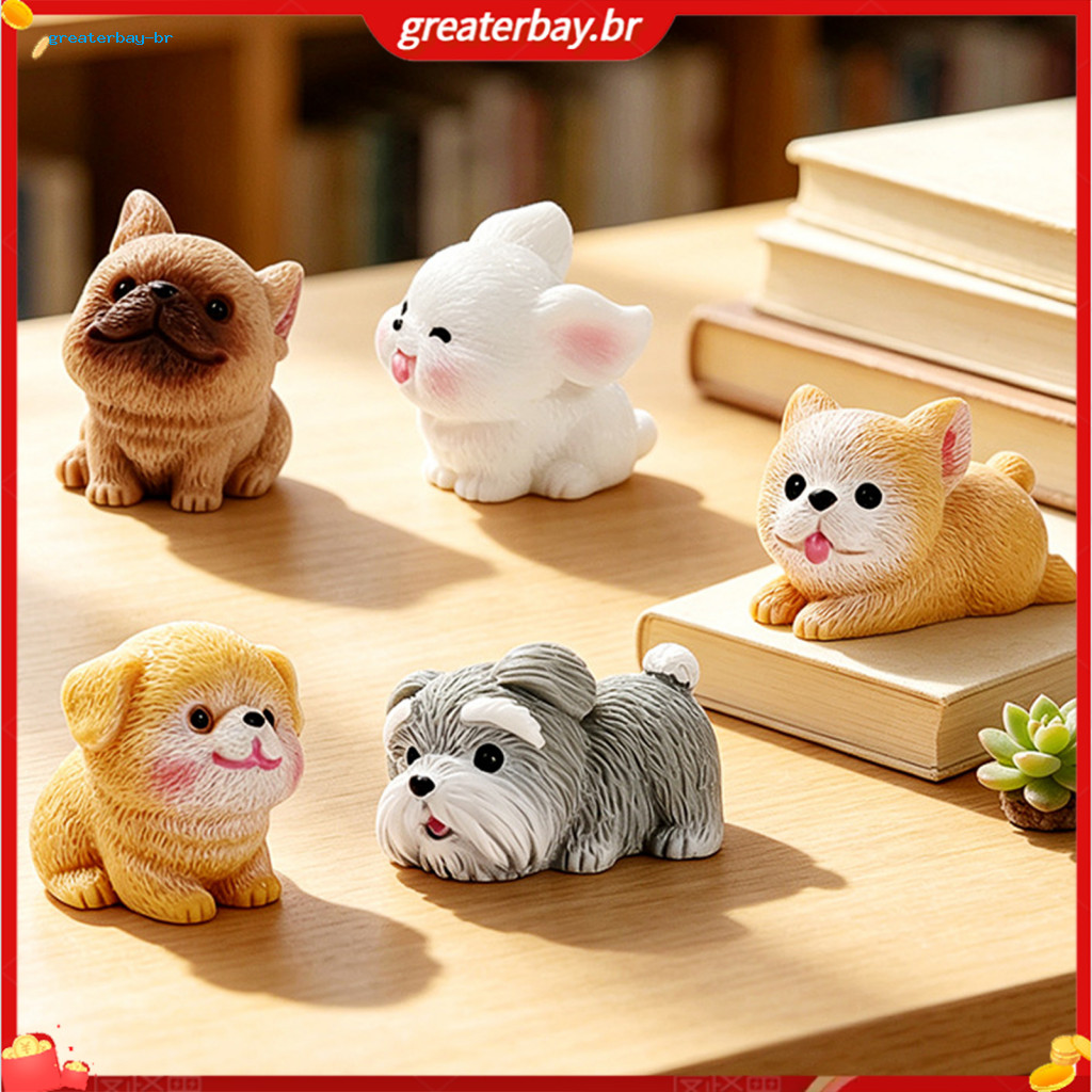 2pcs Mini Dog Figurines Cute Resin Puppy Miniature Figures Small Ornaments for Micro Landscape Diy Crafts Desktop Car Da