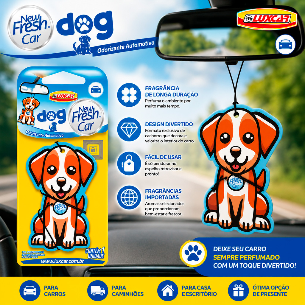Odorizante New Fresh Car Dog Luxcar Aromatizante Carro