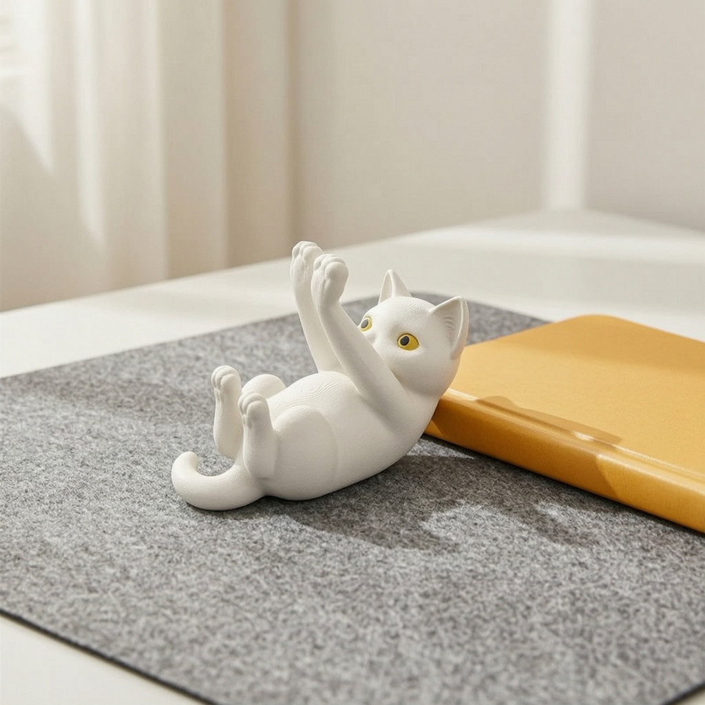 Cat Cell Phone Holder 3d Printed Lying – Cute Kitten Mobile Stand for Desk Home Office Decor Perfect Gift for Lovers i