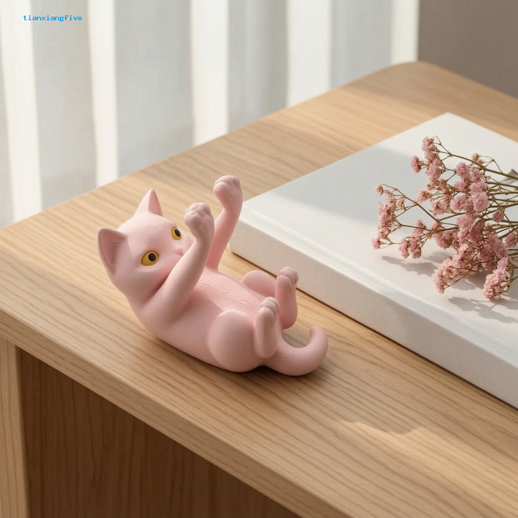 Lying Kitten Smartphone Stand 3d Printed Cat Phone Holder – Cute Mobile for Desk Home Office Decor Perfect Gift for Lo