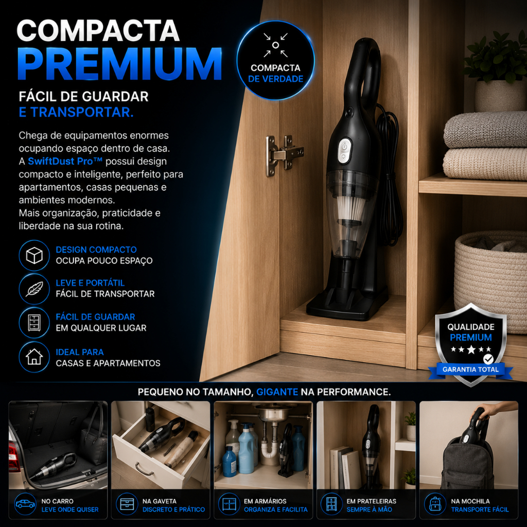 Aspirador Portatil Vertical Potente 220v Uso Residencial Dual Funcao Limpeza Eficiente