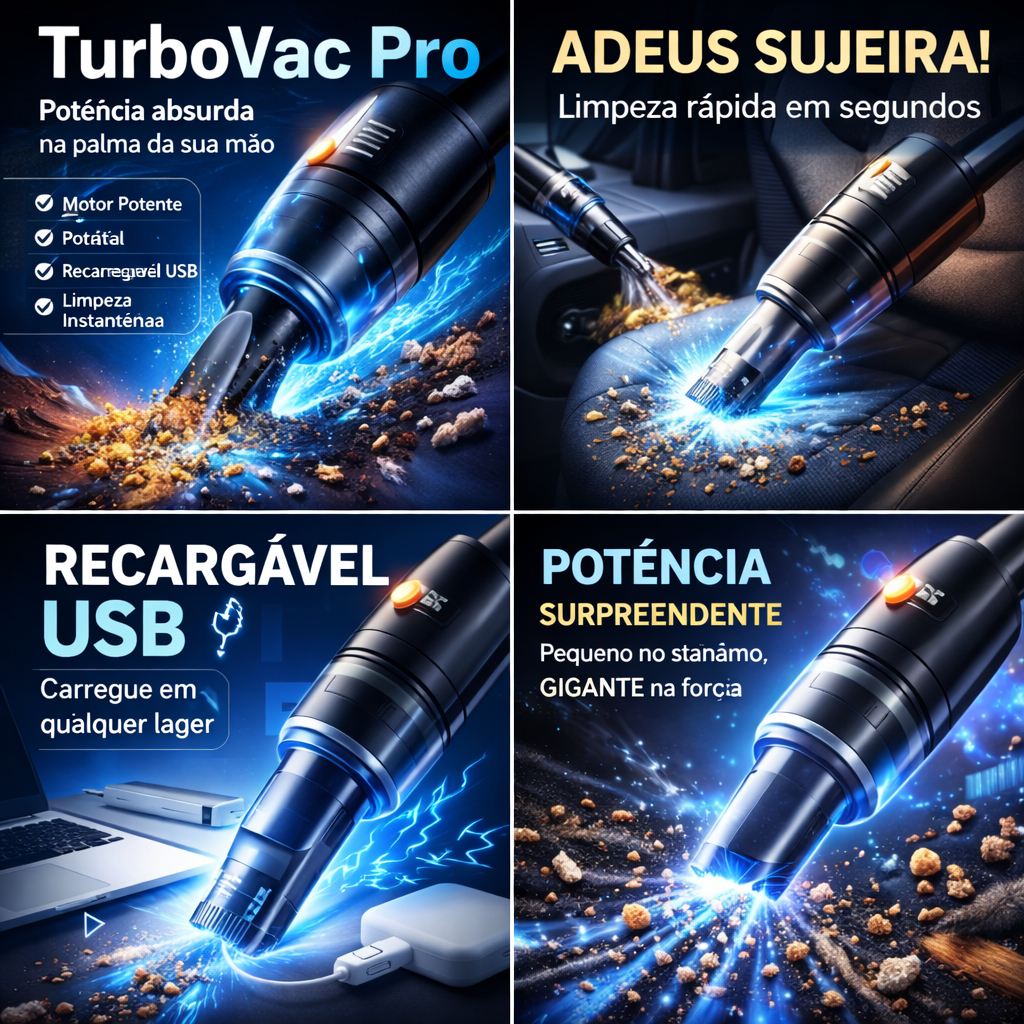 Mini Aspirador Com Motor Potente Recarregável Portátil Bivolt