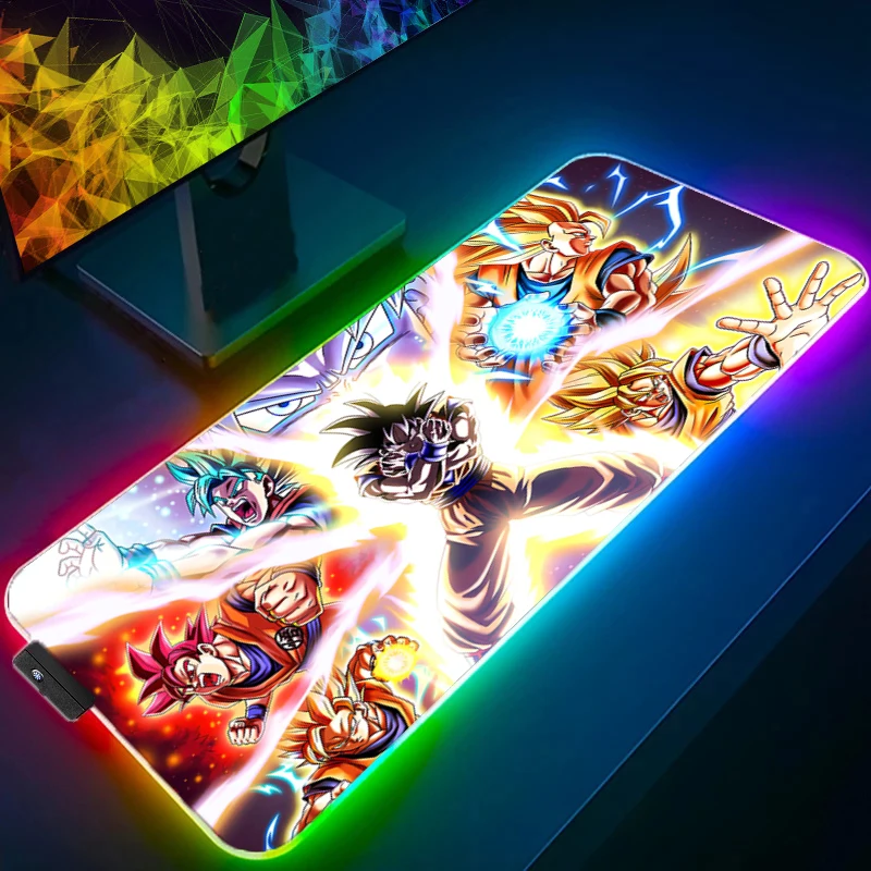 LED Mouse pad Dragon Ball Computer Laptop Anime Keyboard RGB Mouse Mat Anime game Mousepad Keyboards Gamers Backlight Desk Mat
