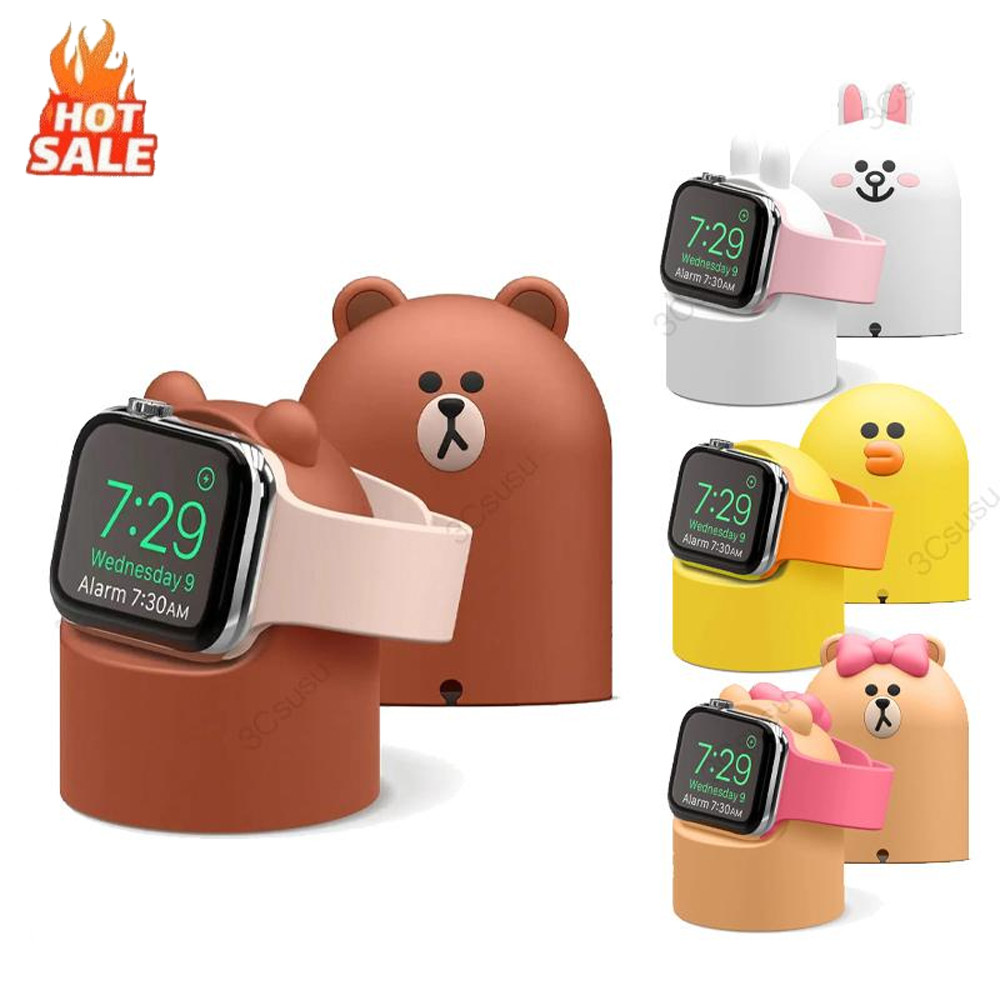 Suporte De Carregamento Sem Fio De Silicone Dos Desenhos Animados Para Apple Watch Ultra 4 3 2 49mm S12 S11 S10 42mm 46m