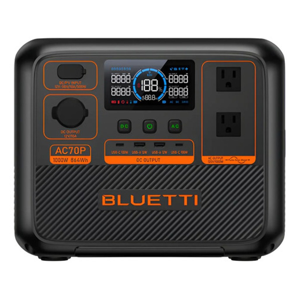BLUETTI Gerador De Energia Eletrico Solar Ac70p 1000w 864wh
