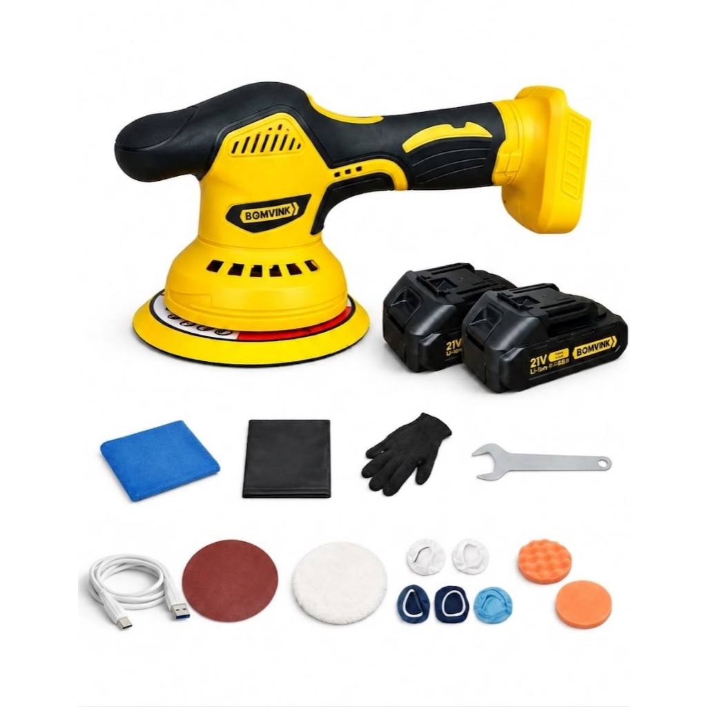 Politriz Roto Orbital Profissional com 5000 RPM 2 Baterias 1000W C/ Acessórios