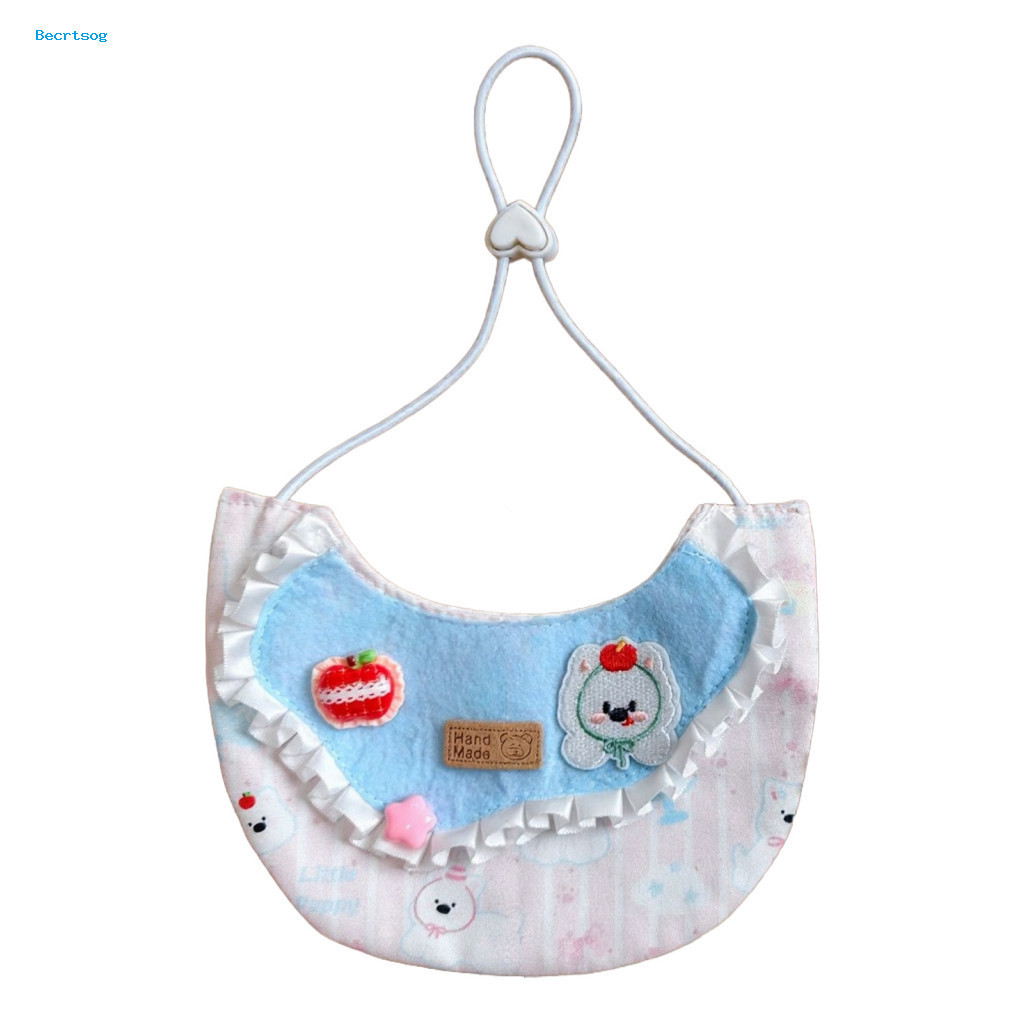 Small Dog Bib Cute Adjustable Pet for Cats Dogs – Pink Blue Bandana with Bear Embroidery Soft Comfortable Collar for P