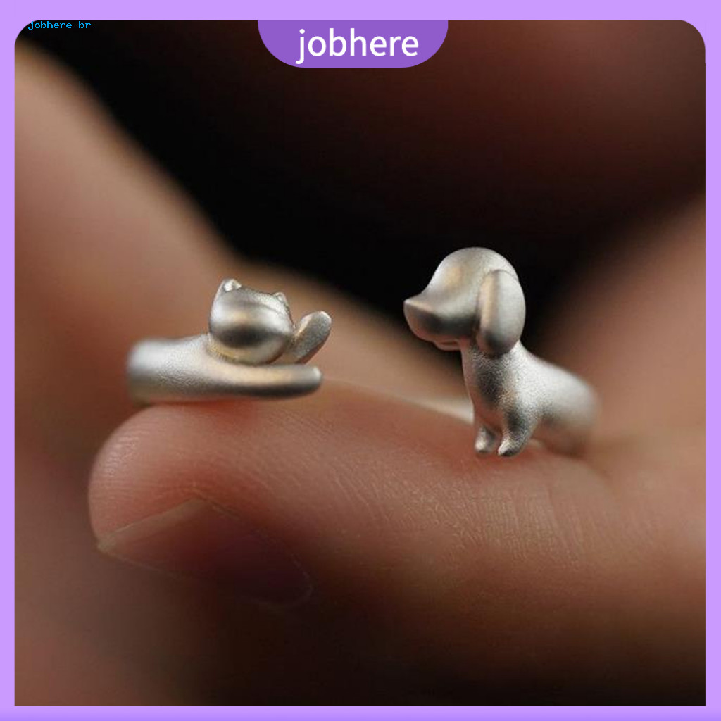 Unique Animal Ring Cute Pet Adjustable Cat and Dog Paw Alloy Open Memorial Jewelry Hug Design Perfect Gift for Lovers in