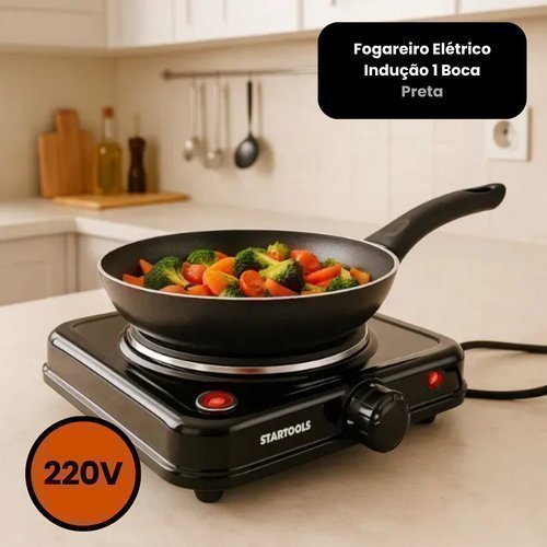 Fogareiro Elétrico Indução 1 Boca 1000W 220V Preto STARTOOLS