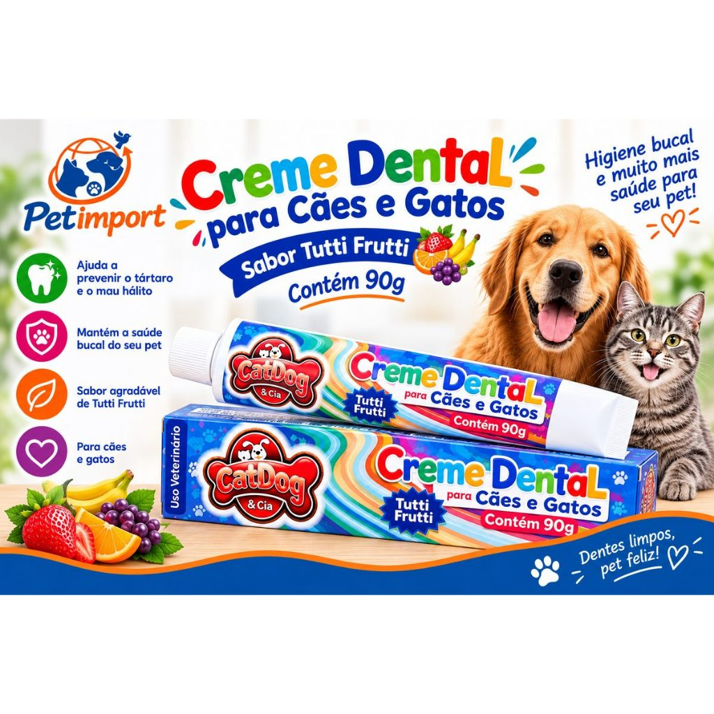 Creme Dental Cat E Dog Tutti Fruti 90 Gramas