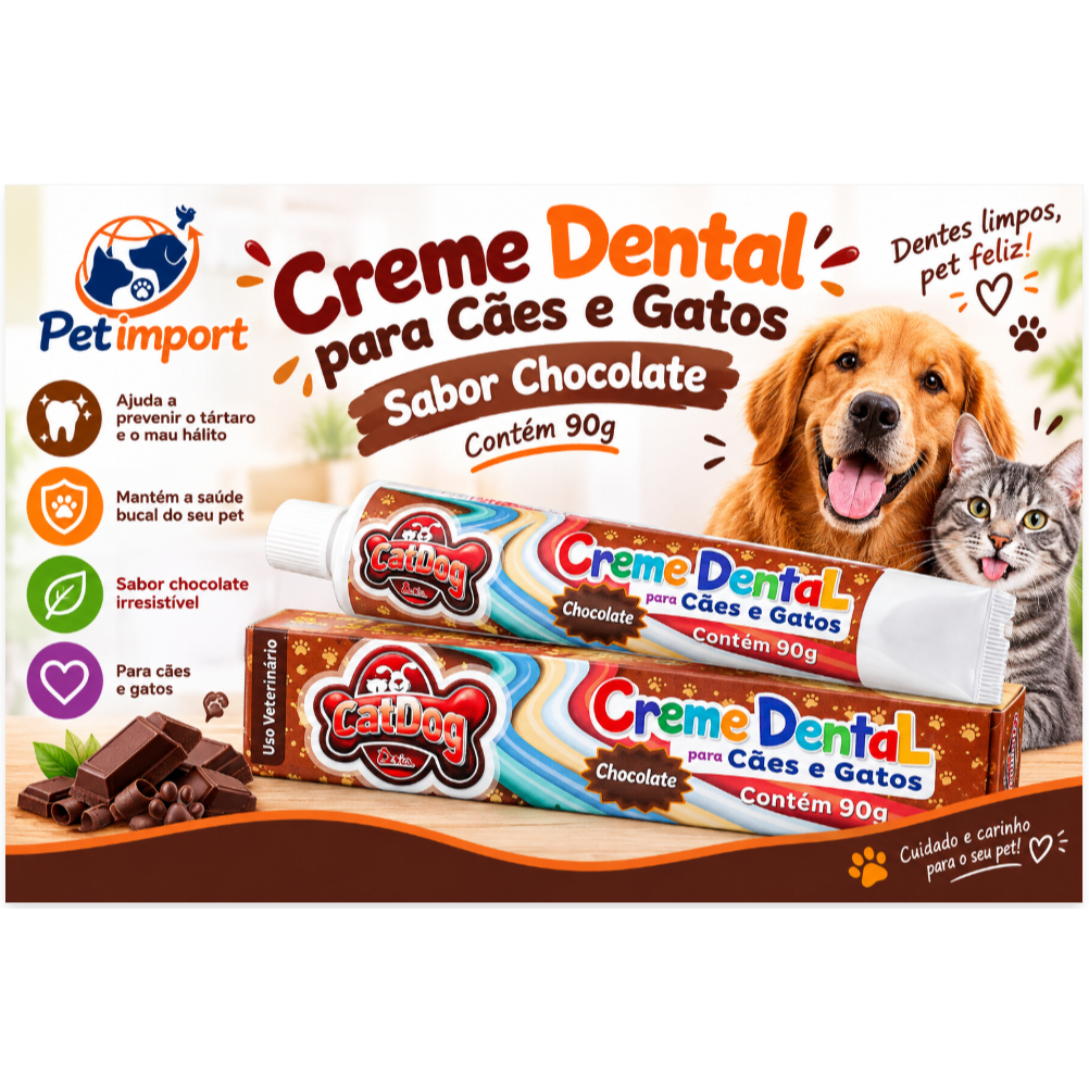 Creme Dental Cat E Dog Chocolate 90 Gramas