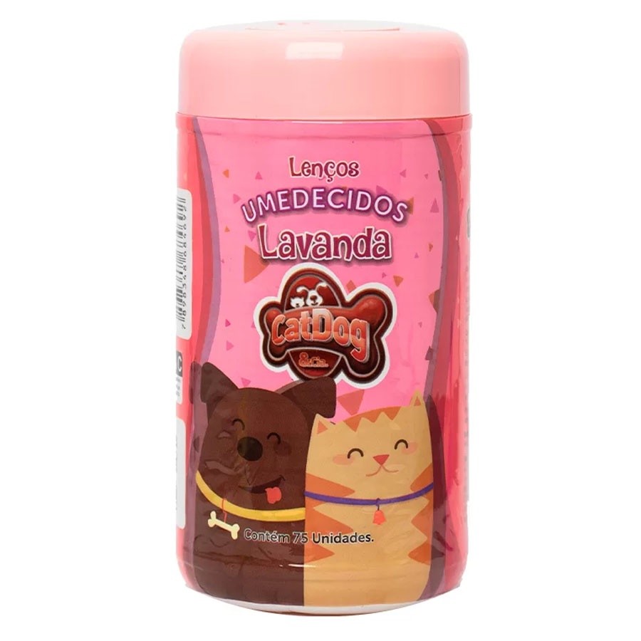 Lenço Umedecido Lavanda 75un Pets Cães e Gatos Cat Dog