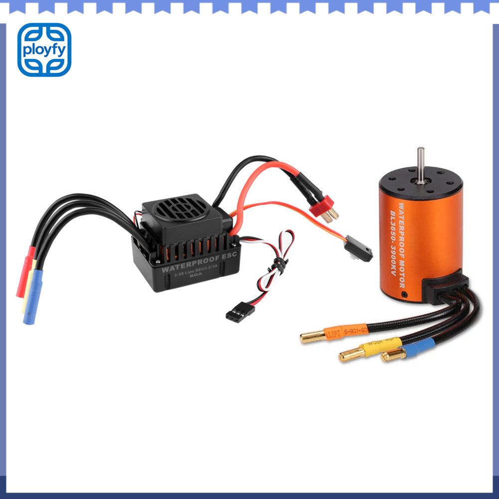 Ployfy-br Cocoarm Beushless Motor 4 Pin 12 Slot High Brushless com 60A ESC Combinação 3650 3900KV para carros e