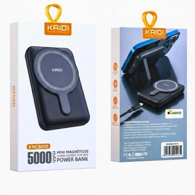 Carregador Portátil Power Bank MagSafe Kaidi 5000mAh 20W Magnético com Suporte Carregamento Rápido KNC-8885