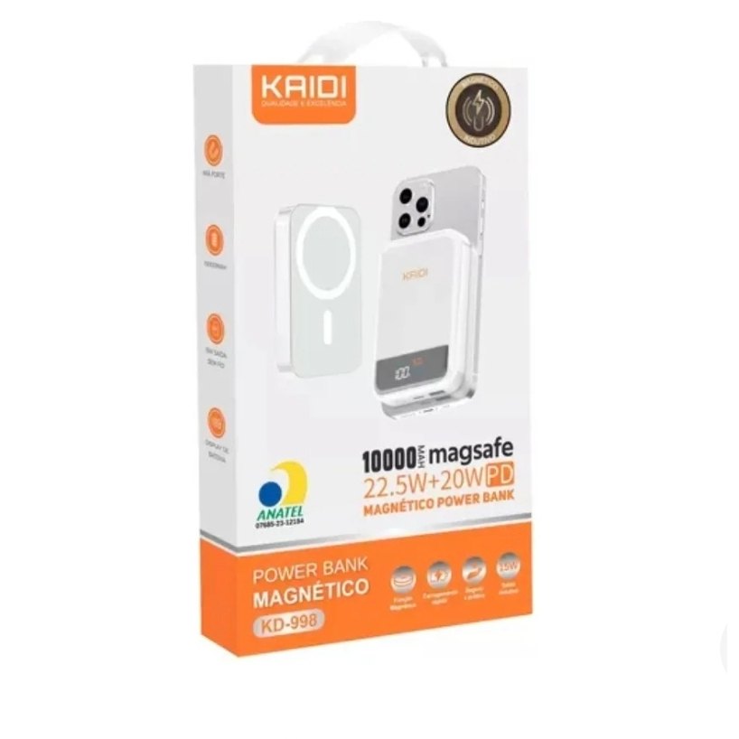Carregador Power Bank Magnético 22.5w 10000mah Magsafe Kaidi