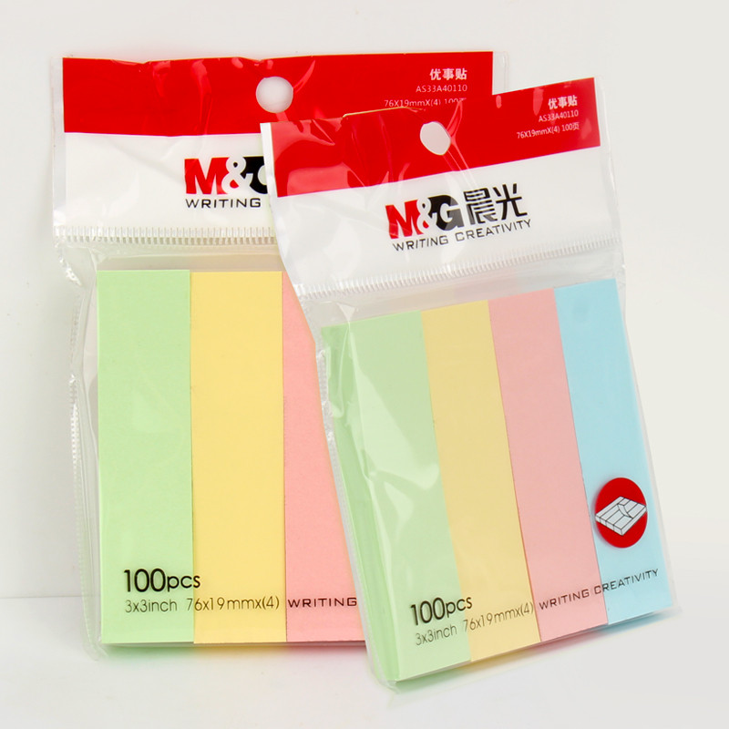 Chenguang Post-it Notes Youshi Notes Cor 3 * 3 Quartos Strip 100 Páginas Bloco de Notas Papel Série Clássica YS-13