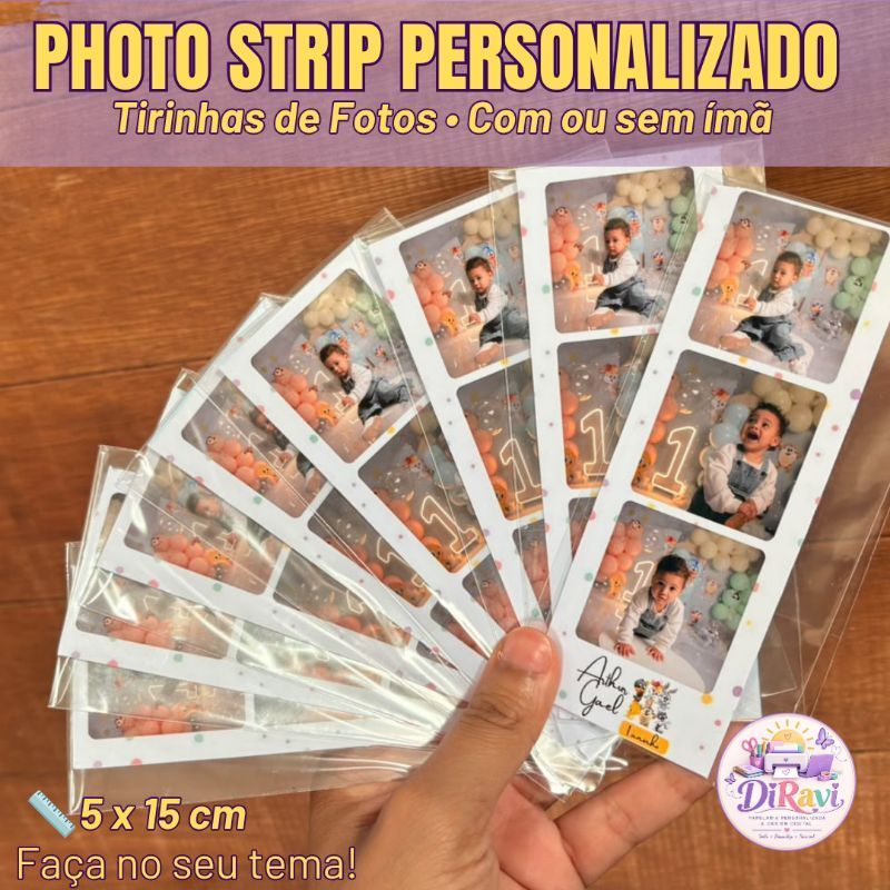 Photo Strip Personalizado 5x15cm | Tirinha deFotos | Sem Ímã | Lembrança Personalizada