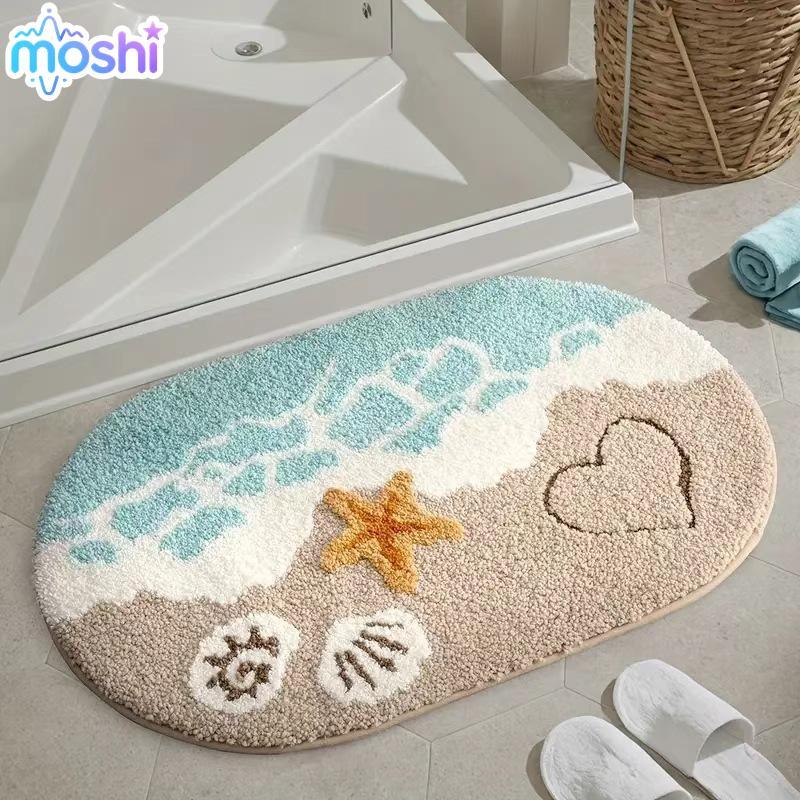 MOSHI Wave Listrado Qui Dry Tapete De Banho Macio Pelúcia Altamente Absorvente Antiderrapante Banheiro Para Decoração De