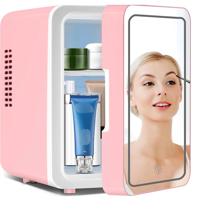 Portable Car Refrigerator 4l Mini Mirror Led Fridge Makeup Cosmetics Fridge Cooling Warmer Box Car Home Rv Suv Refrigerator