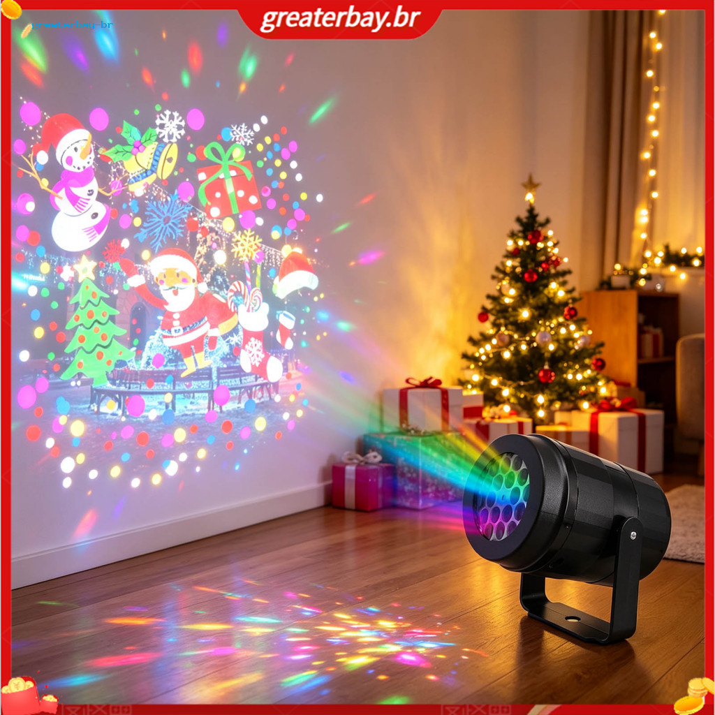 Halloween Christmas Led Projector Light 360° Rotating Usb Outdoor Indoor Party Decoration with Spooky Santa Patterns Wa