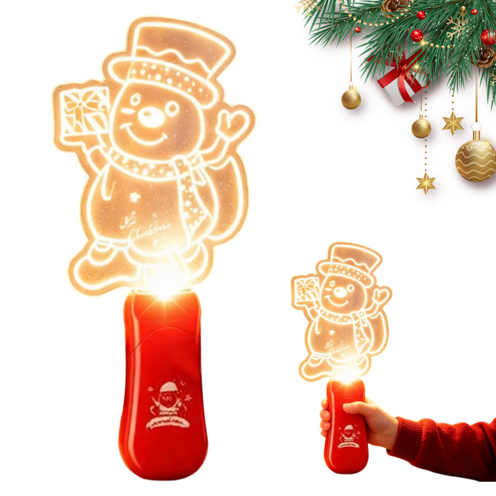 Christmas Tree Projector Toy Light Up Toys for Kids Musical Handheld Glow Stick for – Santa Snowman Reindeer Patterns