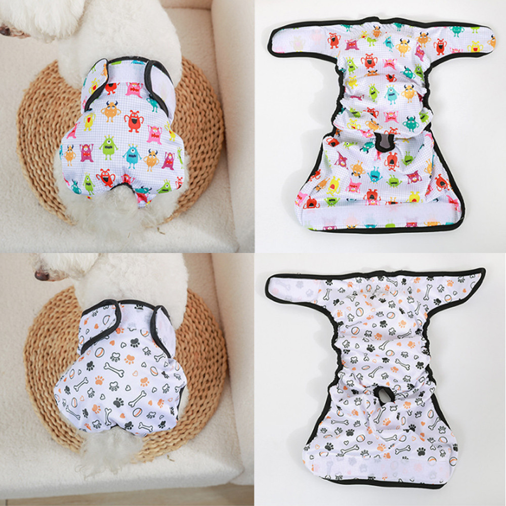 Cartão Pattern Waterproof Pet Sanitary Panties Adjustable Diapers Reusable Washable Dog Physiological Pant