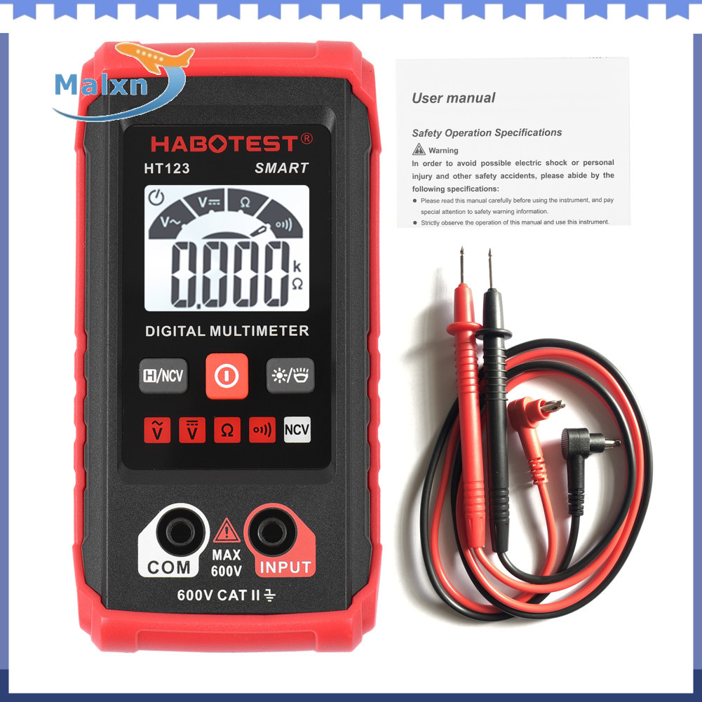 Malxn-br Multímetro digital Auto Ranging Intelligent 2000 contagens True RMS NCV Teste AC/DC Medição de resistência de