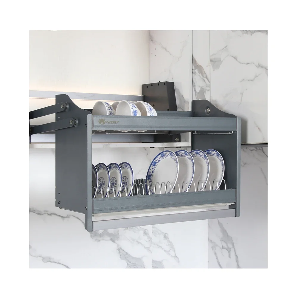 Smart Home Storage Kitchen Closet Accessories Cabinet  Pull-Out Tableware Storage Basket Electric Shelf Organizer