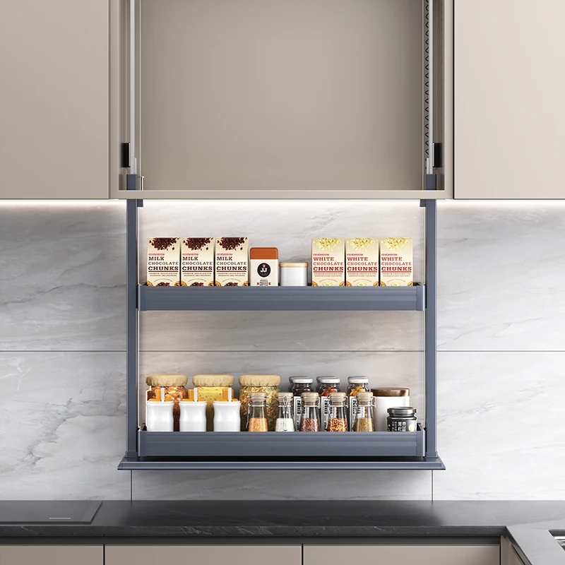 Wholesale Modern Design Home Living Room Kitchen Closet Accessories Smart Electric Lift Cabinet Kitchenware Basket Storage Rack