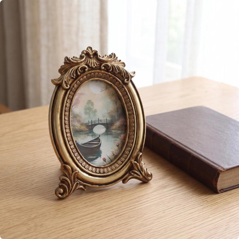 [Fineblue] Moldura Decorativa De Resina Em Formato Oval Europeu Clássico Para Vitrine De Arte No Quarto