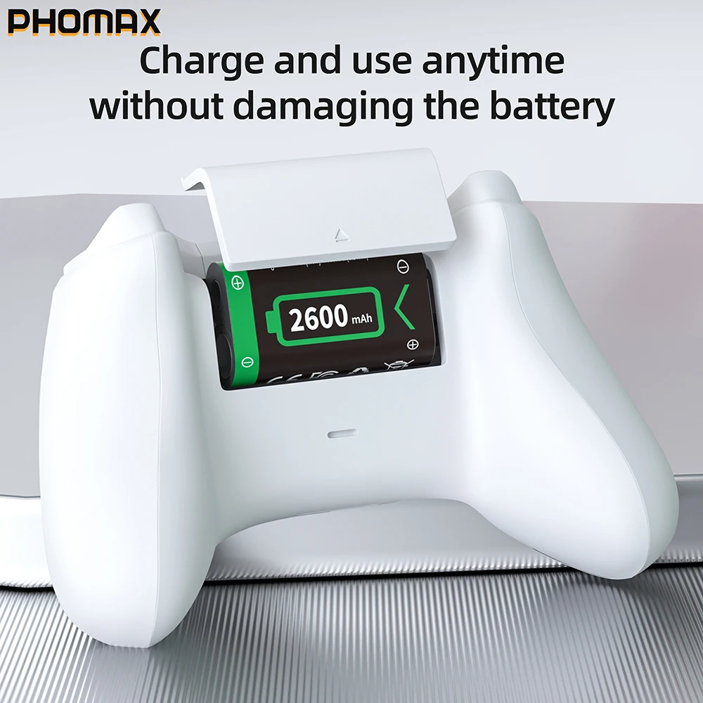PHOMAX 2600mAh Rechargeable Battery High Capacity Batteries LCD USB Smart Charging Charger For Xbox Controller One/Series/X/S