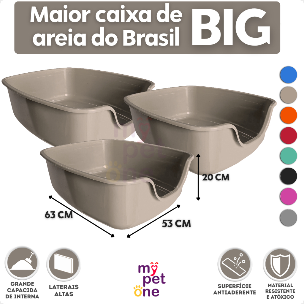 Kit 3 Caixa de Areia para Gatos Funda Big Alvorada Pet