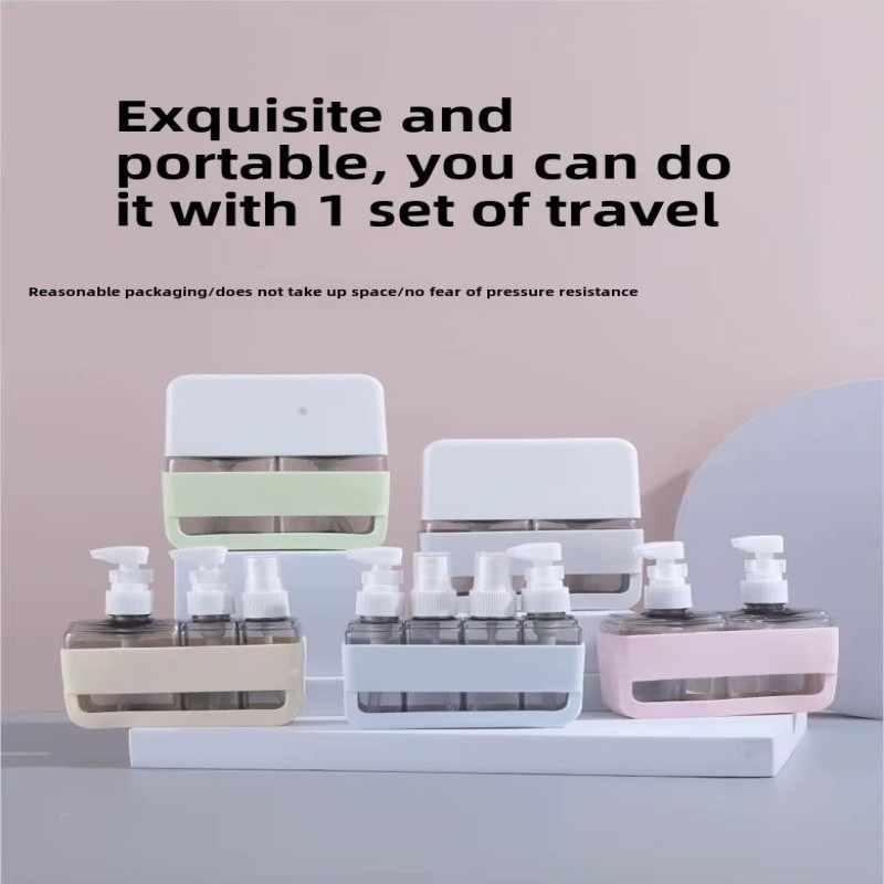 Kit 4 Frascos Com Suporte 113x35x118mm Refil Portátil 4x50ml Pump, Spray – Viagem, Em ABS. P.HQ