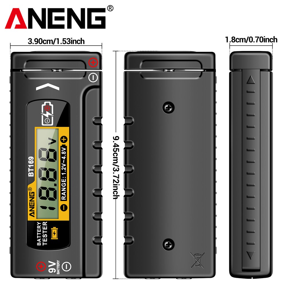 Novo testador digital de nível de bateria ANENG BT169 - Ferramenta portátil em plástico ABS com múltiplas medições e sem