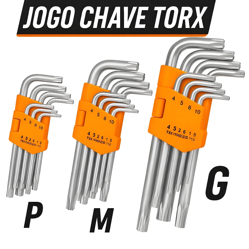 Kit Chave Torx Profissional 9 Peças T10–T50 com Estojo Navy Pro