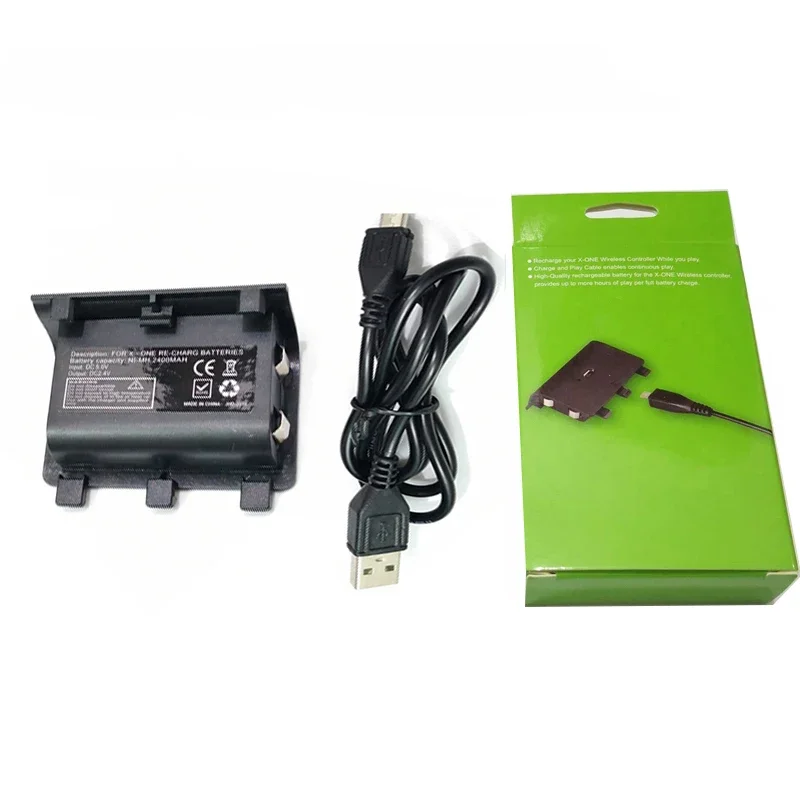 1pcs 2Pcs Rechargeable Battery Pack 2400mAh with USB Charger Cable for XBOX ONE Wireless Game Controller Replacement Battery