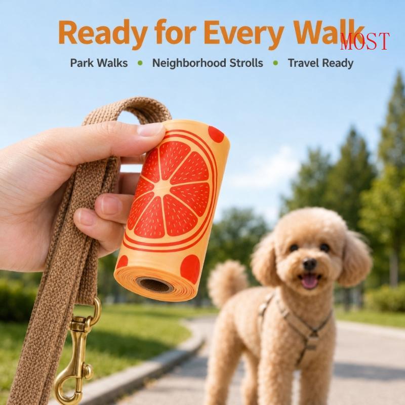 Dog Walking Cleanup Bag Raças Saco Cocô Frutas Para Exterior 10 Rolos