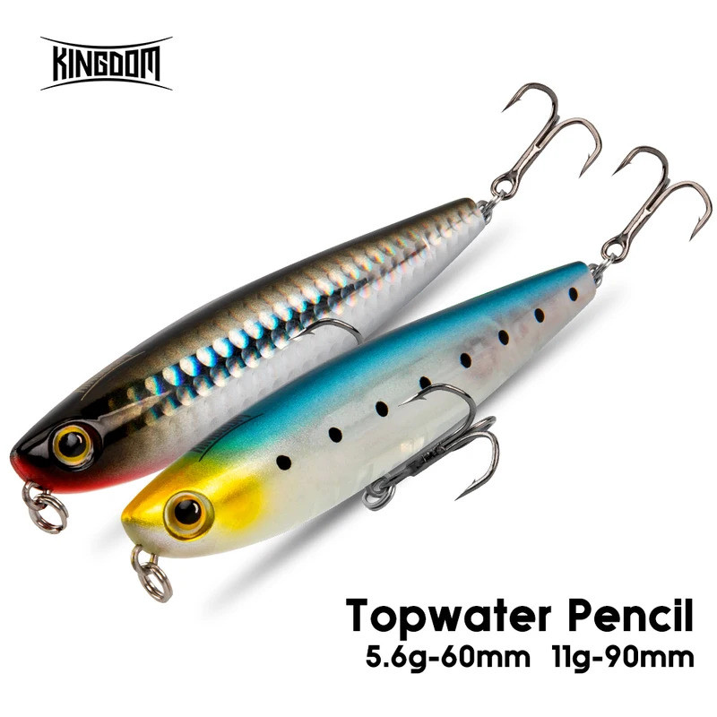 Isca Artificial de Pesca de Superfície Kingdom, Tipo Pencil Wobblers, Isca Rígida 60mm 5.6g/90mm 11g, Ação Walking Dog p