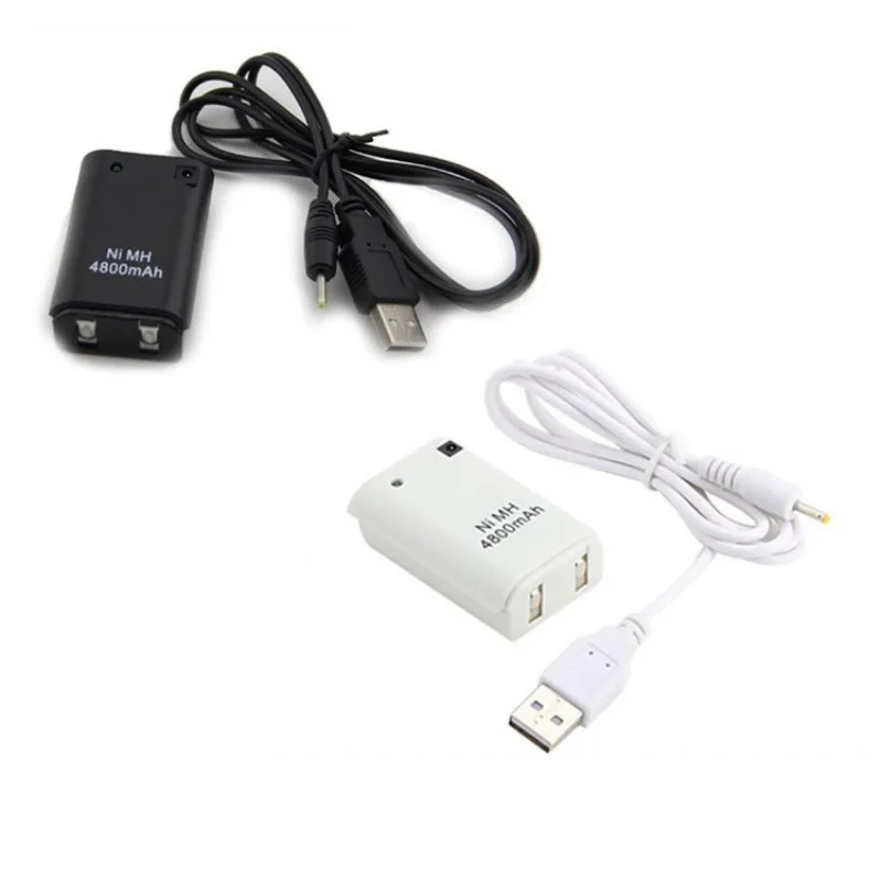 2pcs 4800mAh Rechargeable Battery + USB Charger Cable for XBOX 360 Wireless Controller Gamepads Battery