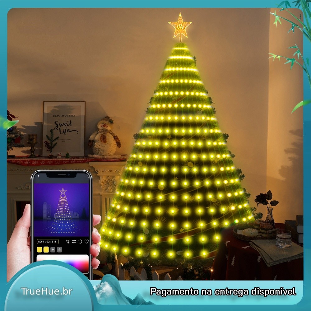 App Controle Remoto Árvore De Natal Pixel LED RGB Star Topper Luzes De Corda USB