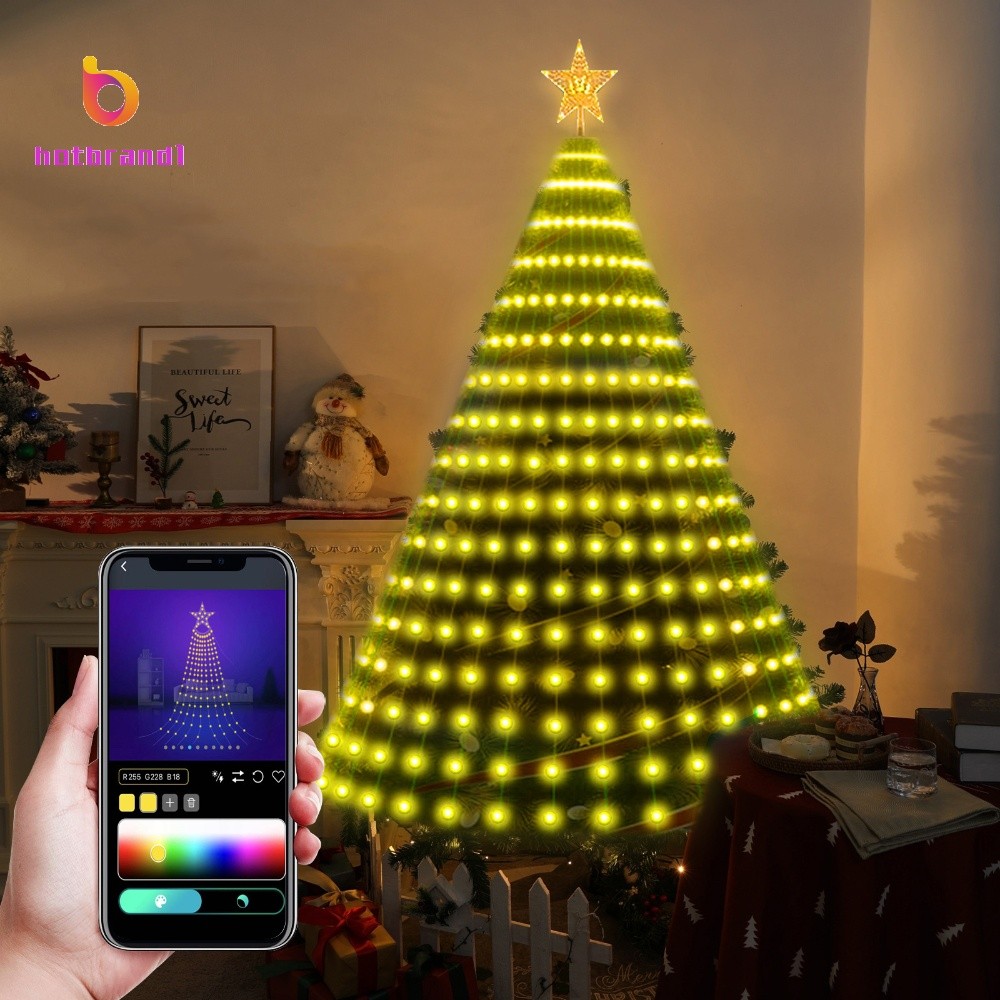 App Remoto RGB LED Árvore De Natal Pixel Luzes De Corda Estrela Topper USB Inteligente