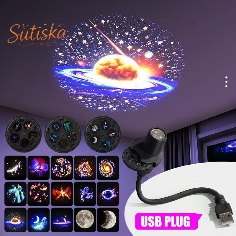 sutiska Projetor Galaxy Alimentado Por USB Multi Planet Patterns Pescoço Flexível Para Uso Noturno Romântico No Quarto
