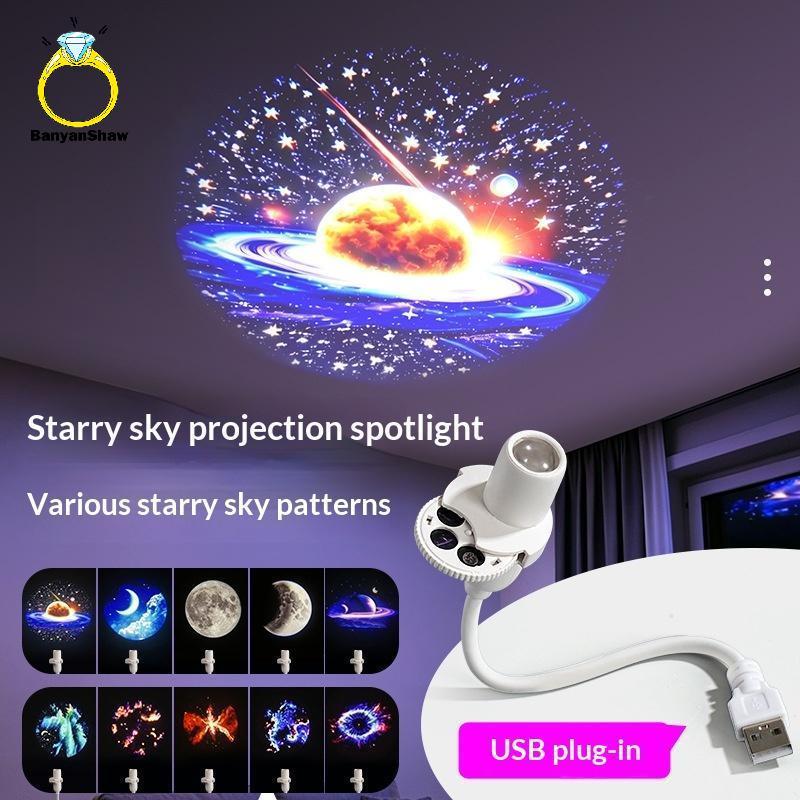 [BANY] Projetor Galaxy Alimentado Por USB Multi Planet Patterns Flexível Ne Para Quarto Romântico Uso Noturno Bom