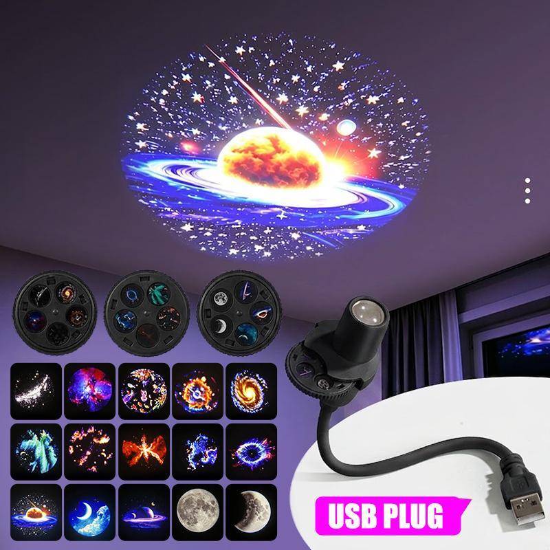 Projetor Galaxy Alimentado Por USB TSBR Vivid Multi Planet Patterns Luz LED Ne Flexível Para Quarto De Filme Noturno .